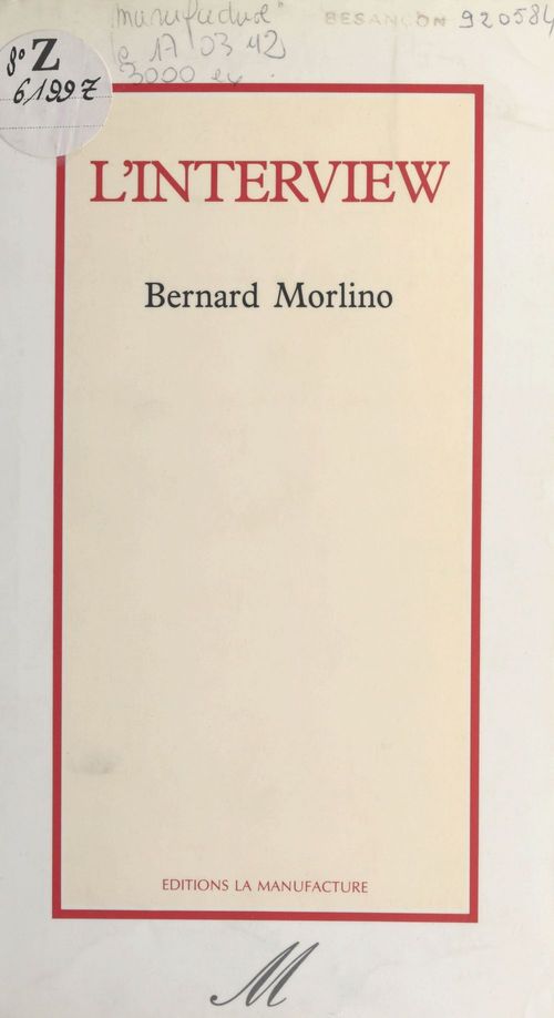 Couverture ebook de L'Interview, de Bernard Morlino