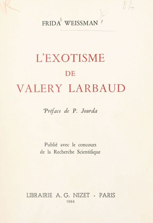 ebook cover of L'exotisme de Valery Larbaud, by Frida Weissman
