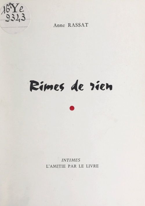 Couverture ebook de Rimes de rien, de Anne Rassat