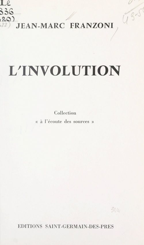 Couverture ebook de L'involution, de Jean-Marc Franzoni