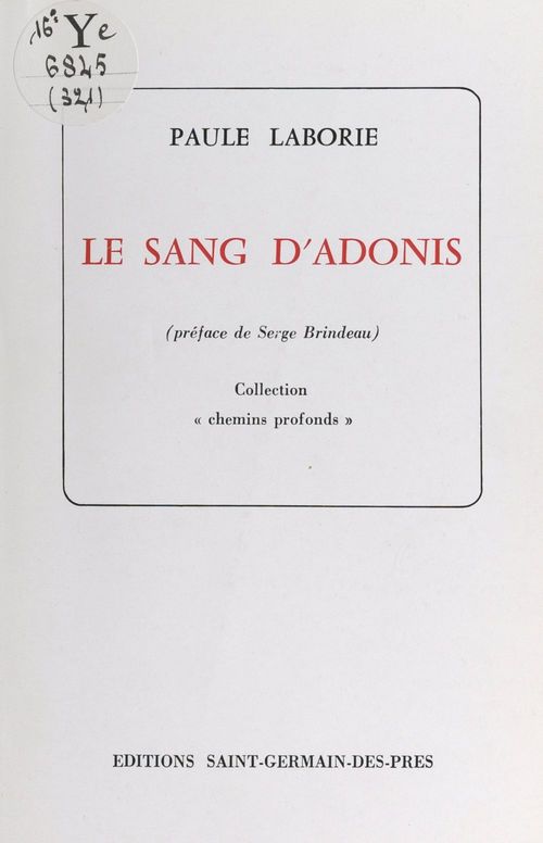 Couverture ebook de Le sang d'Adonis, de Paule Laborie
