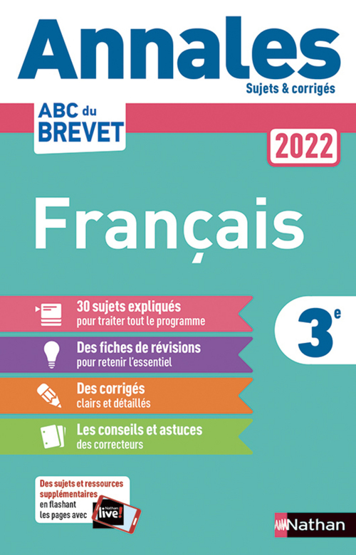 ebook cover of Annales ABC du Brevet 2022 - Français 3e - Sujets et corrigés + fiches de révisions, by Thomas Bouhours