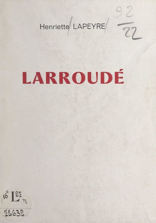 ebook cover of Larroudé, by Henriette Lapeyre