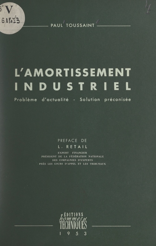 Couverture ebook de L'amortissement industriel, de Paul Toussaint
