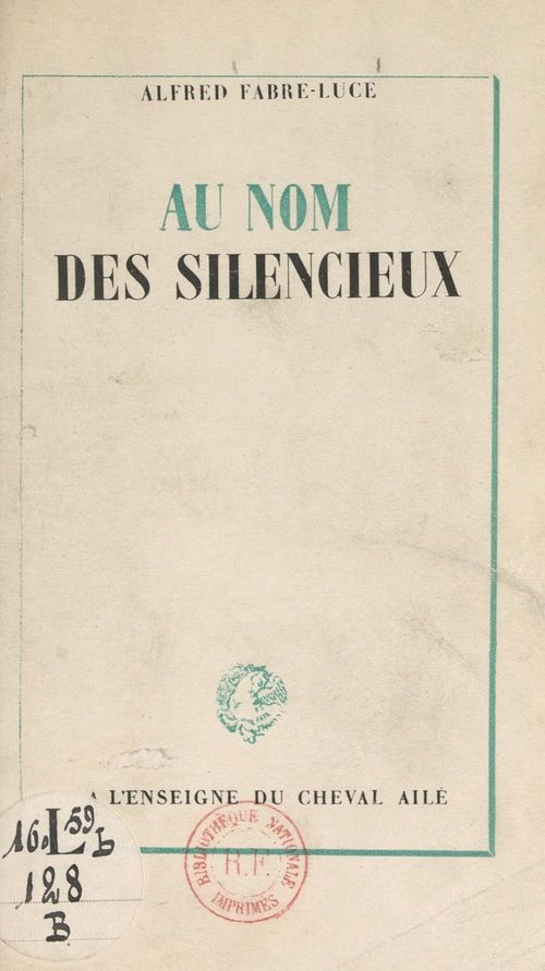 Couverture ebook de Au nom des silencieux, de Alfred Fabre-Luce