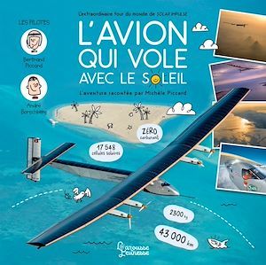 Couverture ebook de L'avion qui vole avec le Soleil - L'extraordinaire tour du monde de Solar Impulse, de Michèle Piccard