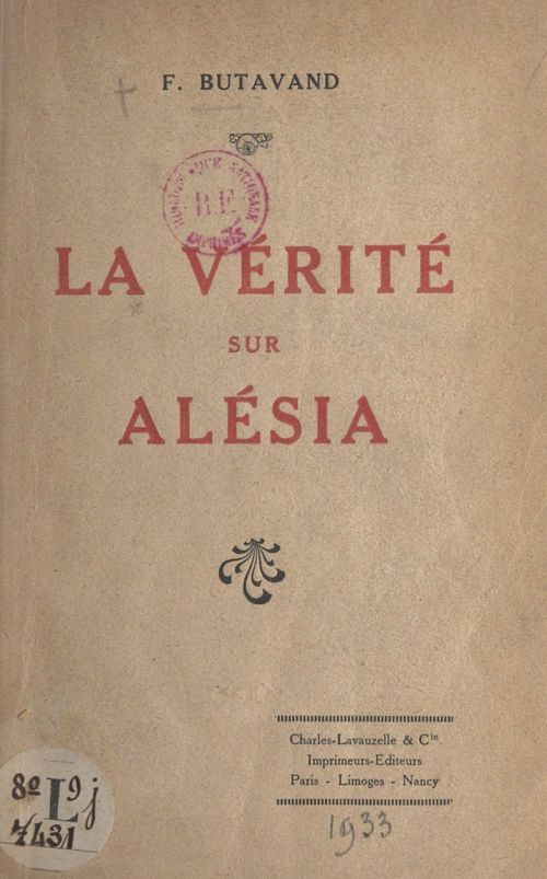 Couverture ebook de La vérité sur Alésia, de Ferreol Butavand