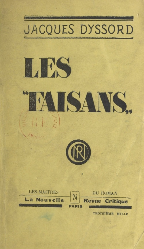 Couverture ebook de Les faisans, de Jacques Dyssord