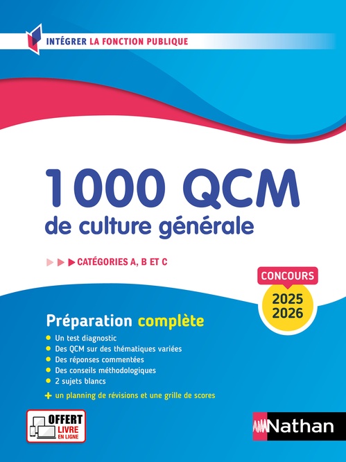 ebook cover of 1000 QCM de Culture générale - Concours de catégories A, B et C - ePUB - N° 28, by Pascal Joly